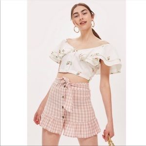 Topshop Rose Gingham Mini Skirt
